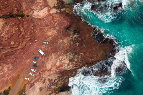 Aerial view of carpark at Red bluff beach