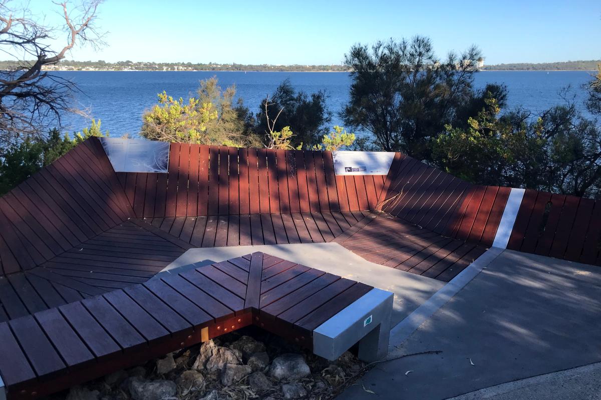 Viewing platform and Swan River view View of the Swan River from viewing platform at Point Heathcote