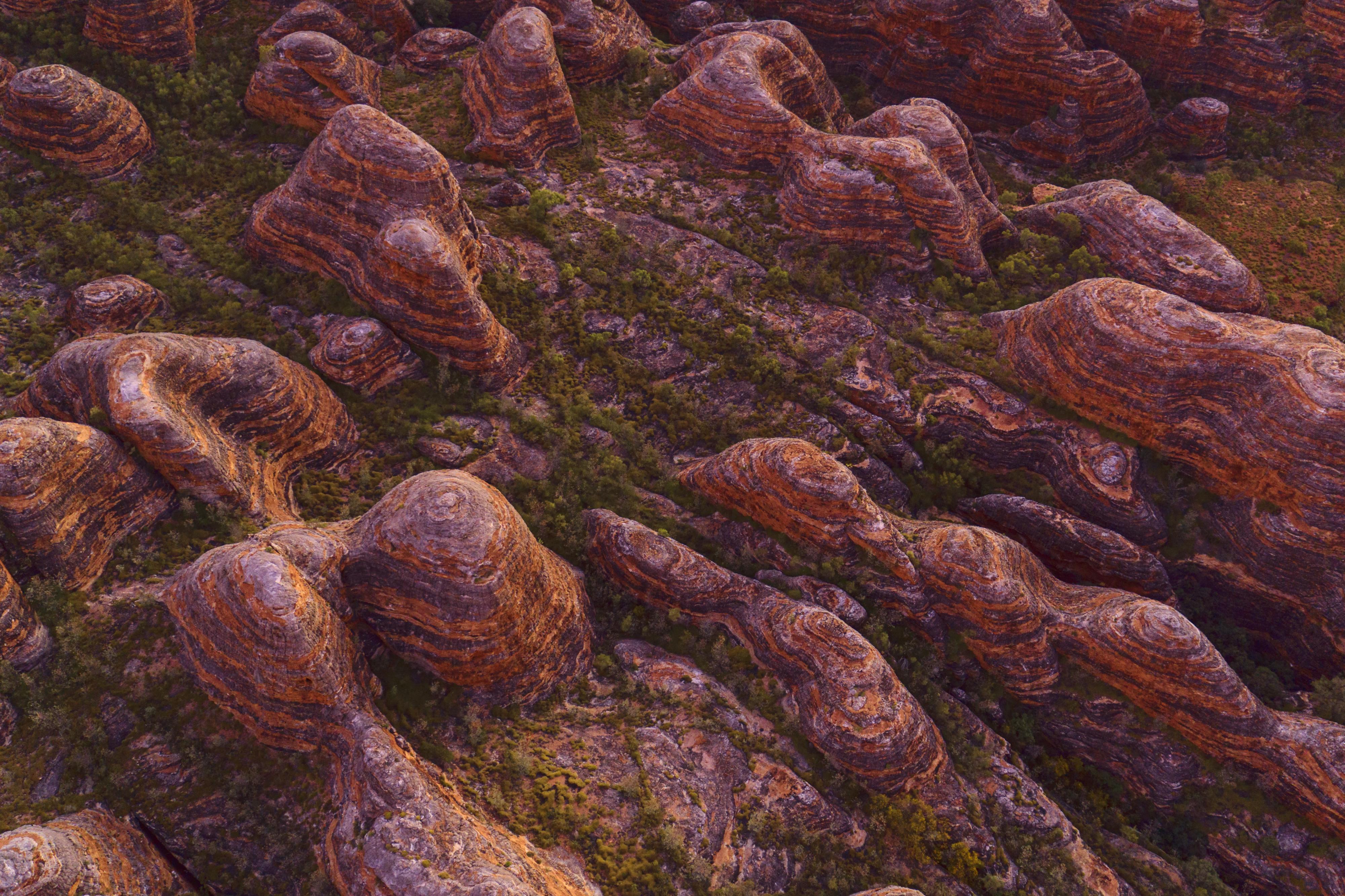 Aerial view of red banded mounds. 