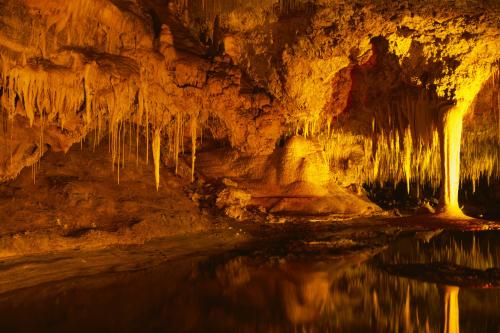 Lake Cave stalactites and stalagmites. 