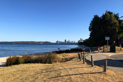 Foreshore at Point Heathcote with Perth city in the distance