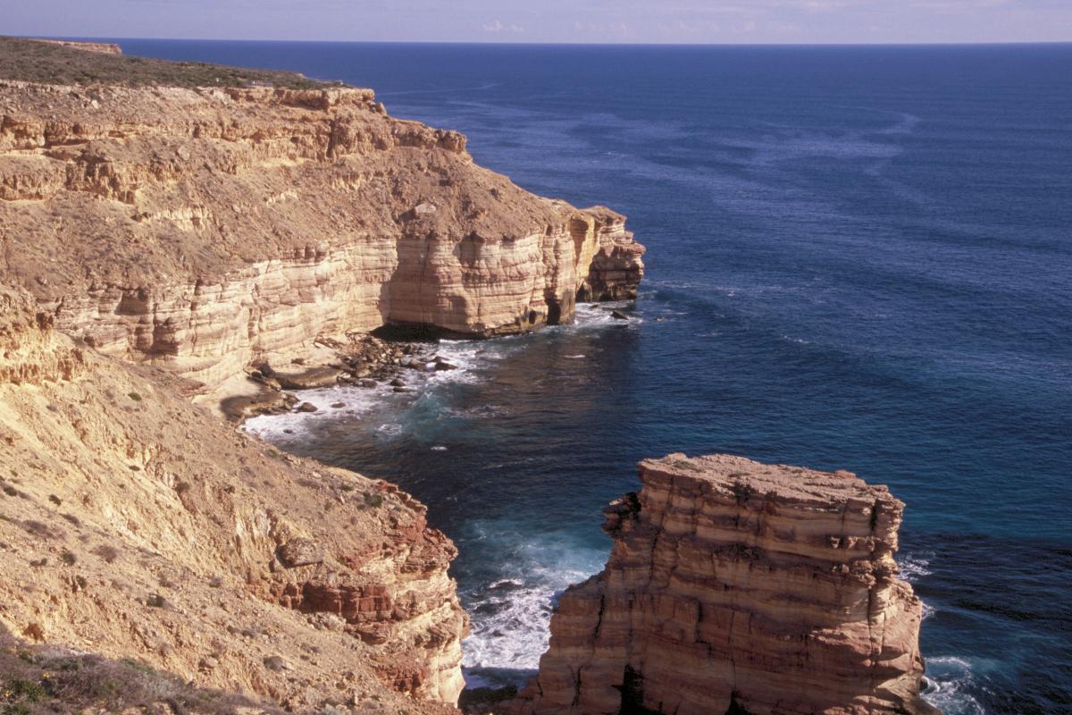 Overlooking Kalbarri cliffs with Island Rock in the foreground