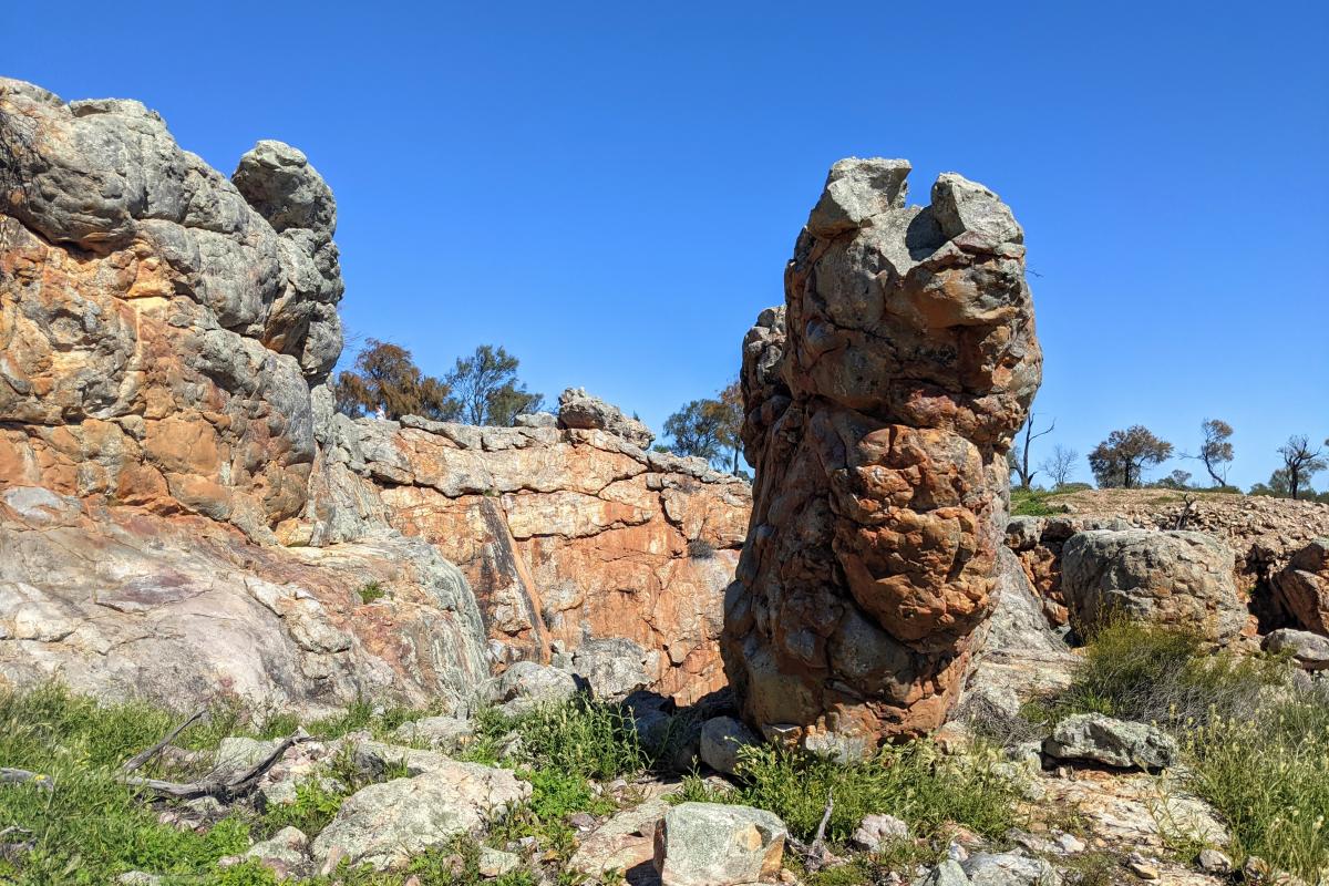 Rock formations in the landscape with blue sky