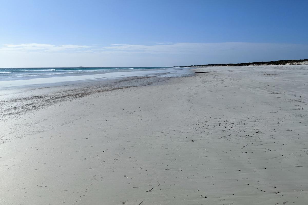 View looking westwards along Le Grand Beach