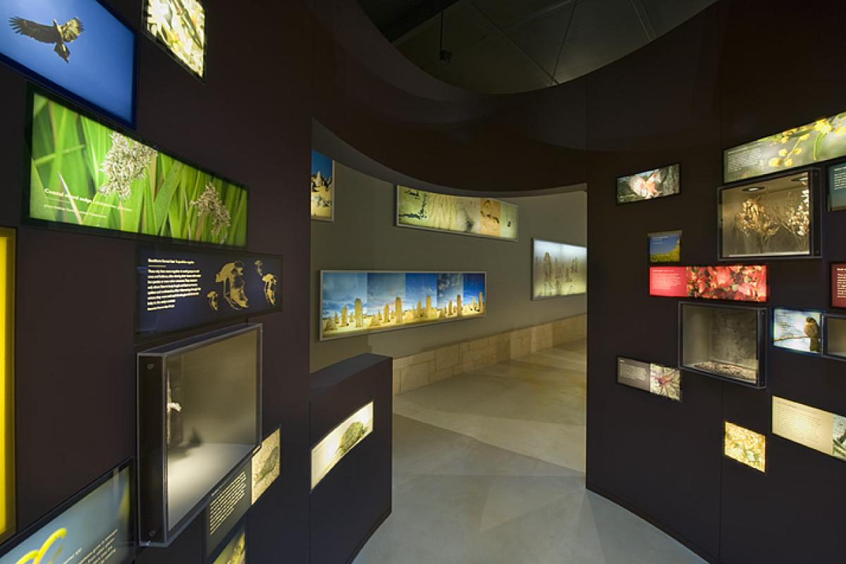 view of visitor informative displays inside a room 