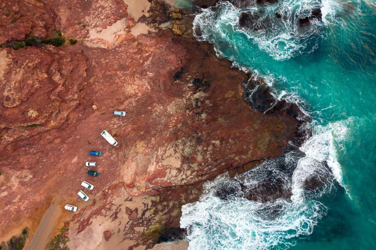 Aerial view of carpark at Red bluff beach
