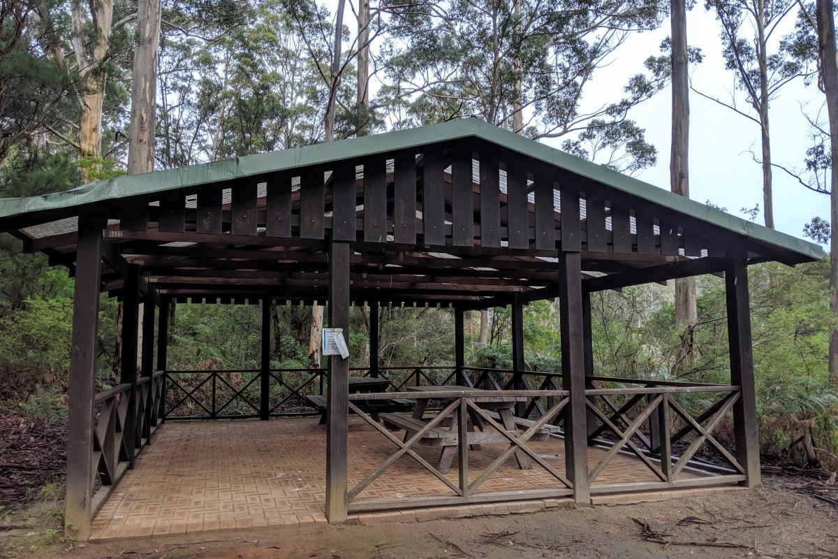 Picnic shelter with 2 tables at Big Brook Dam