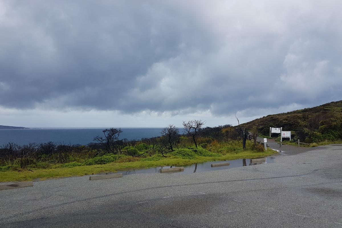 The Blowholes carpark in Torndirrup National Park