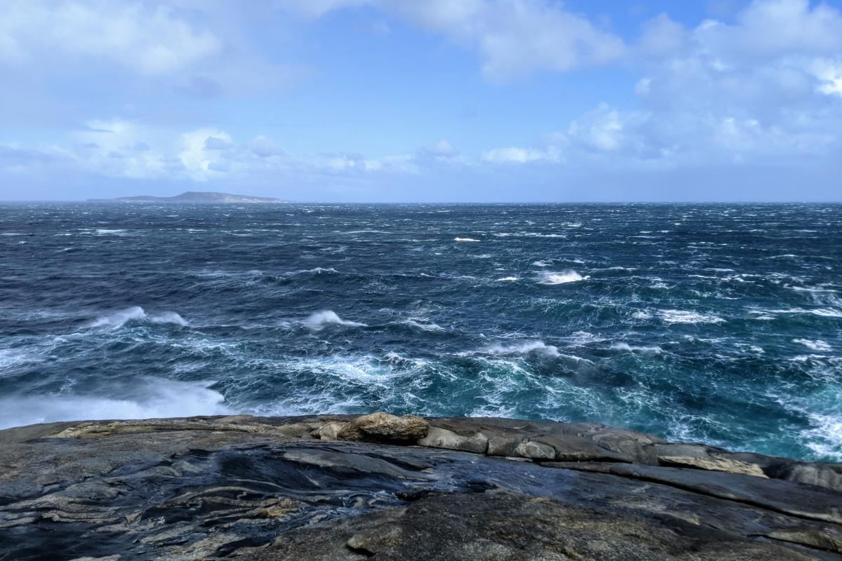 Rock platform above the ocean at the Blowholes in Torndirrup National Park