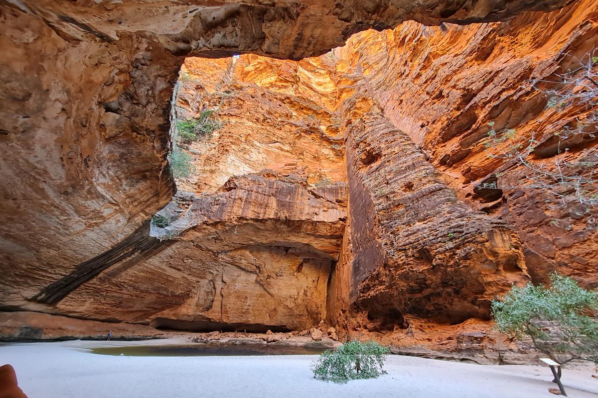 View of the rock face from inside Cathedral Gorge