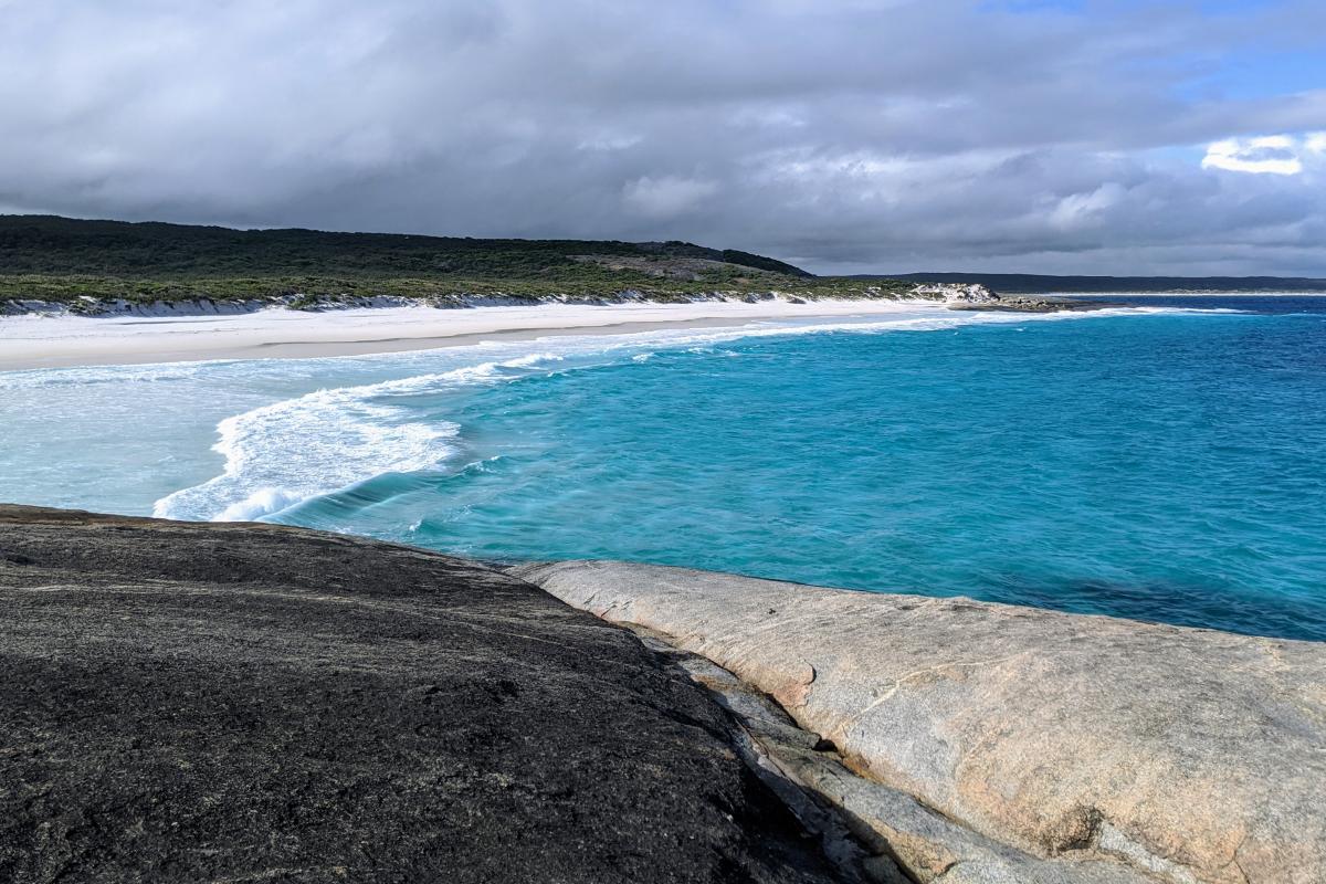 White sand beach and turquoise water at Dolphin Cove in Cape Arid National Park