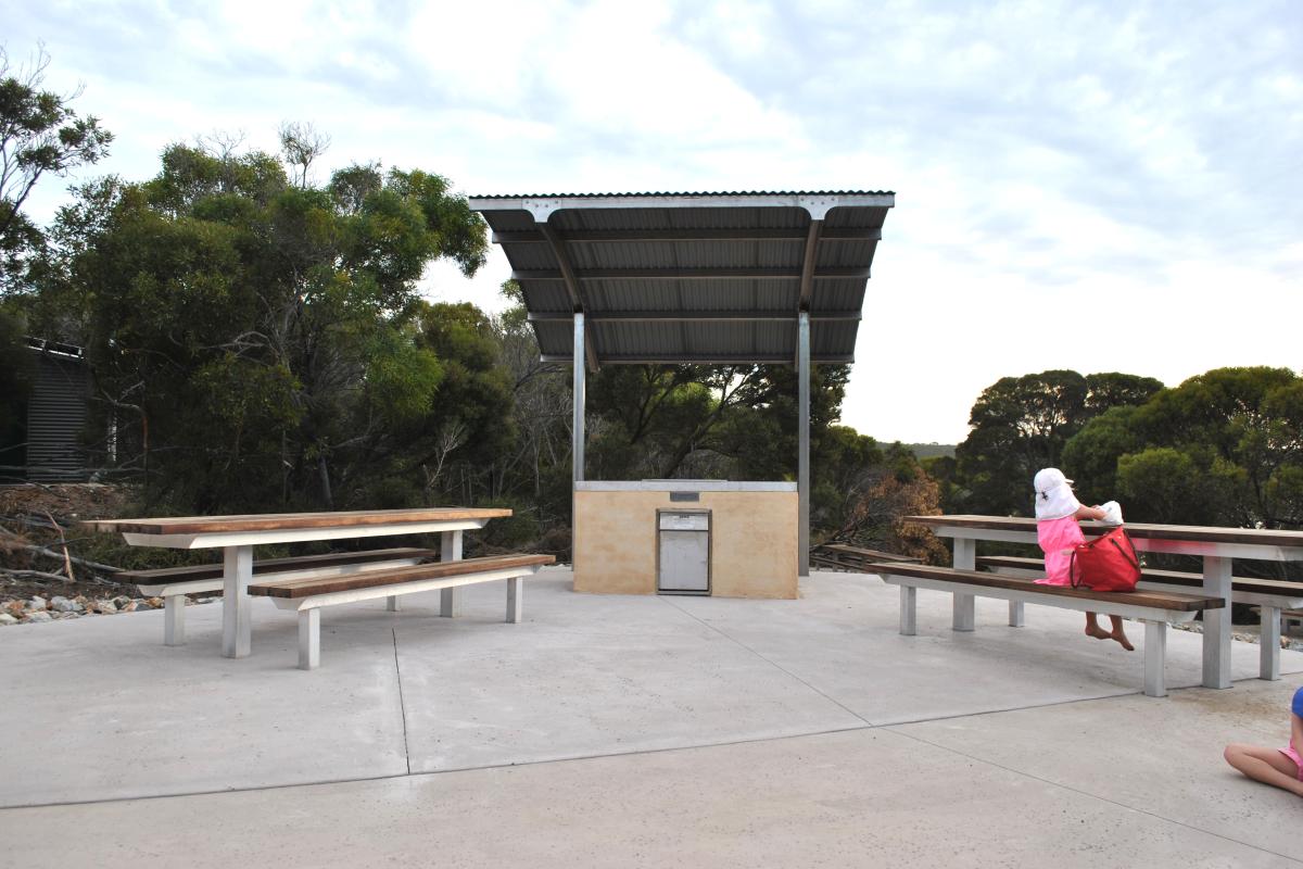 young child at visitor picnic facilities at Hamersley Inlet