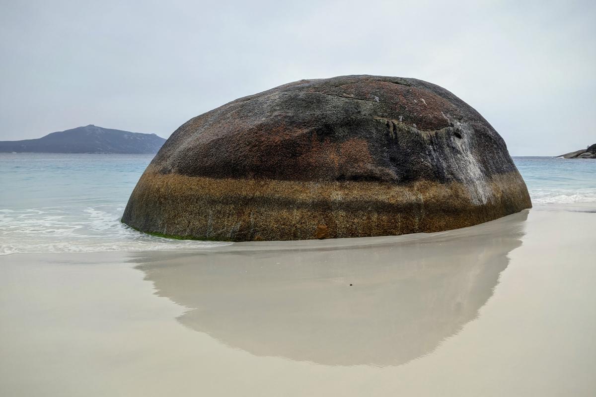 a rock on little beach