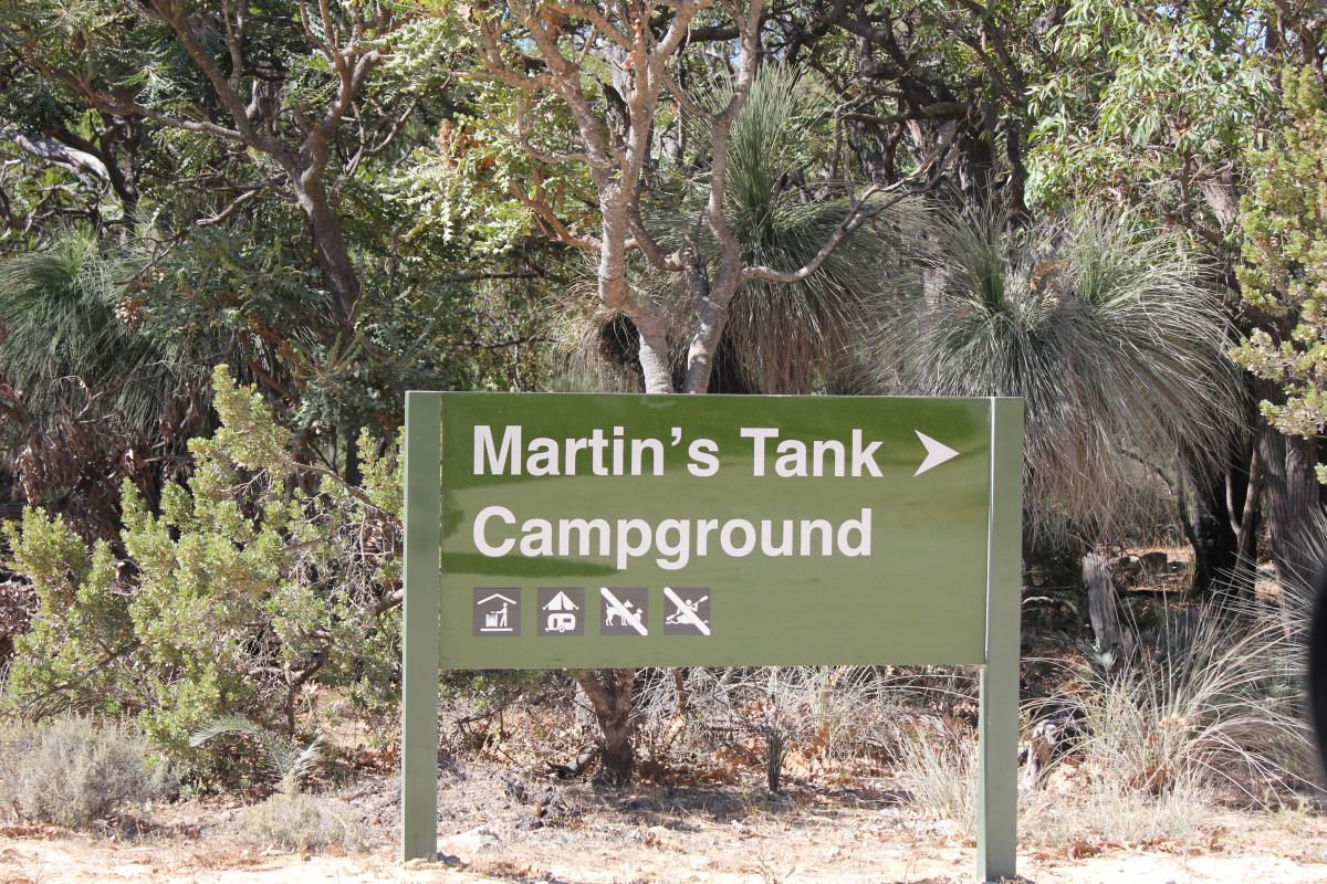 sign at the entry into martins tank campground