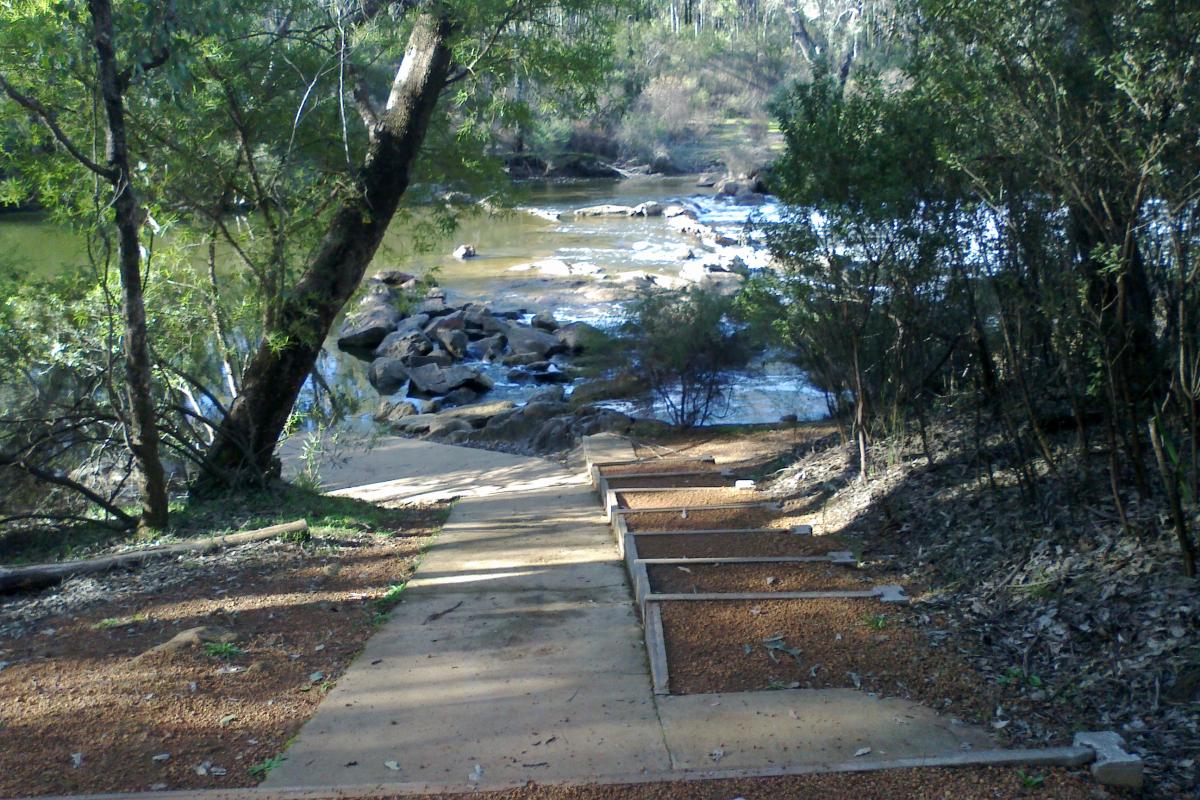 Scarp Pool. conrete path down to the river at scarp pool