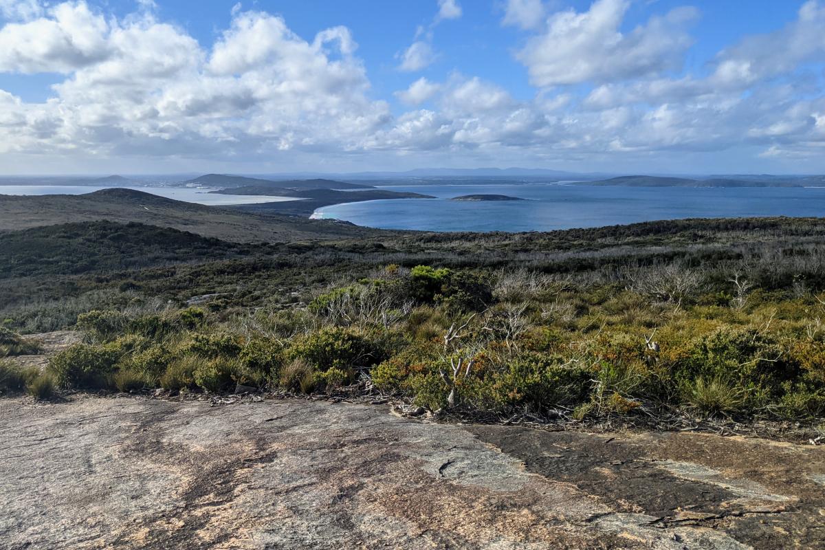 Views from Stony Hill of Princess Royal Harbour, Albany town, King George Sound, and the Porongurups in the distance Views from Stony Hill of Princess Royal Harbour, Albany town, King George Sound, and the Porongurups in the distance
