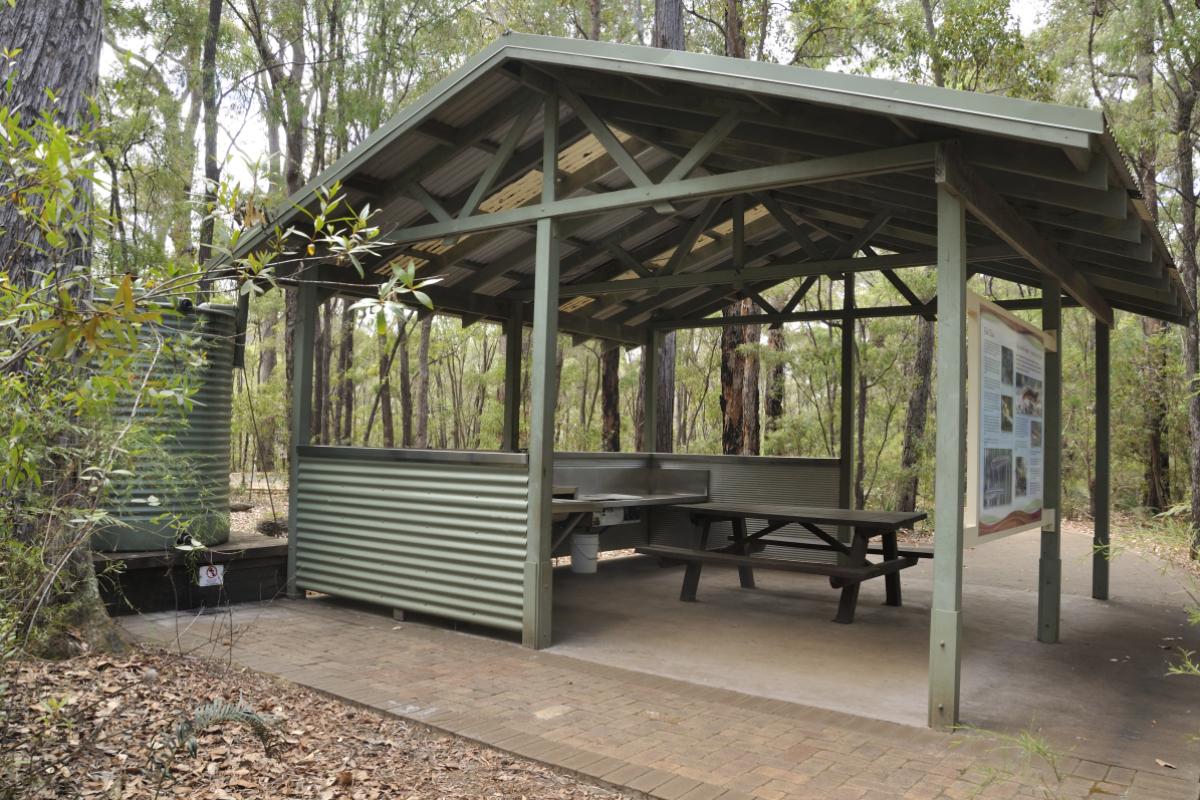 Shelter with bbqs and picnic table and a sink at Sues Bridge. shelter with bbqs and picnic table and a sink