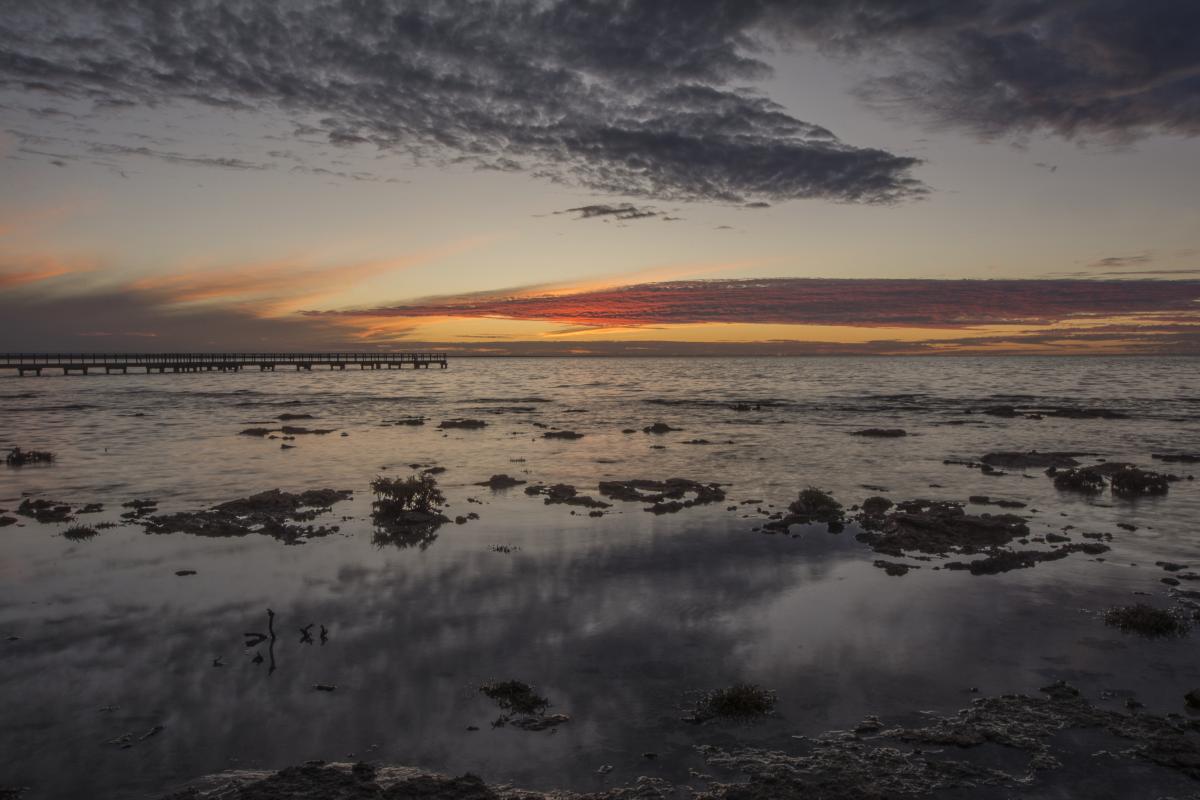 sunset over stomatalites of hamelin pool