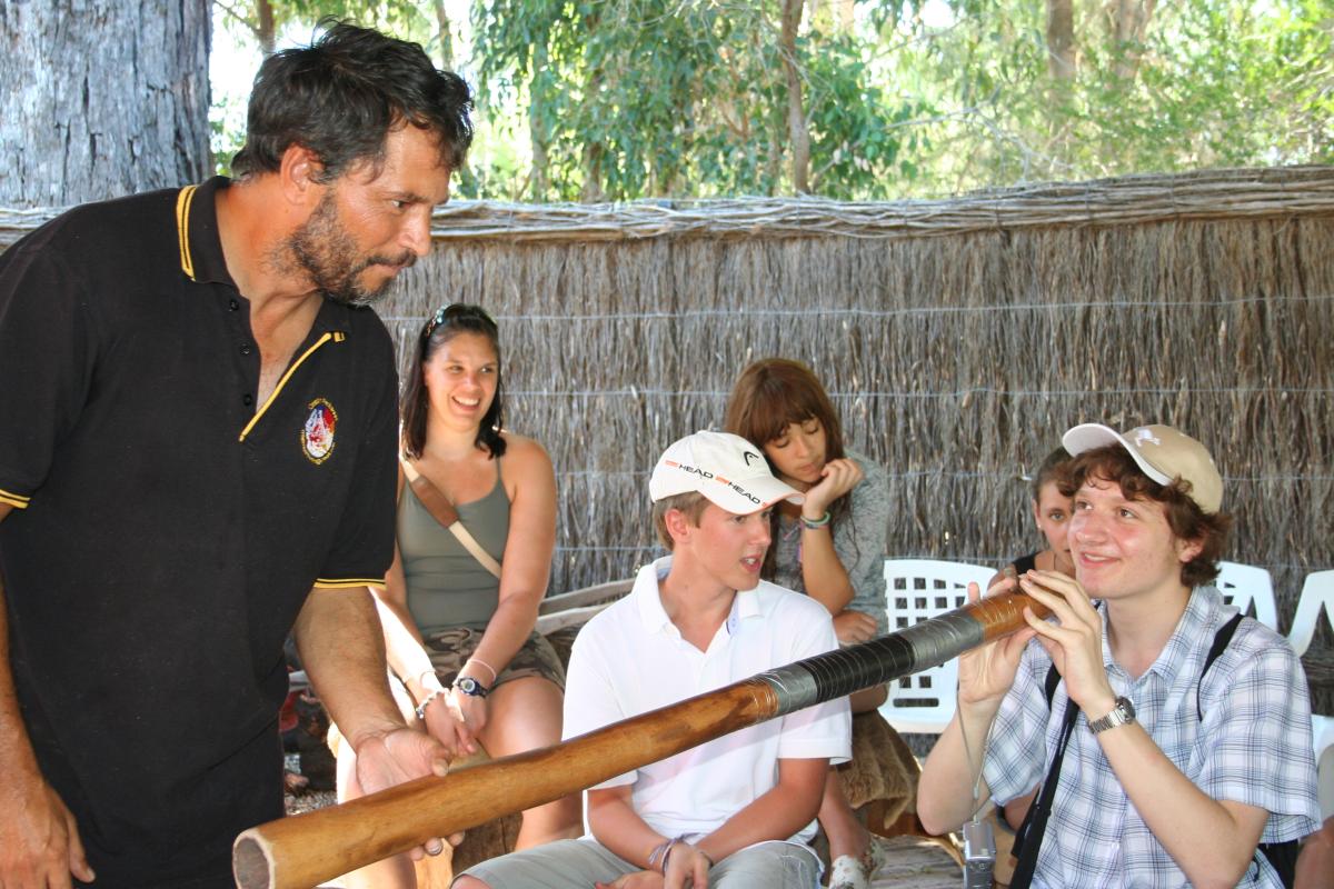 Wangi Mia Meeting Place Students practicing the didgeridoo