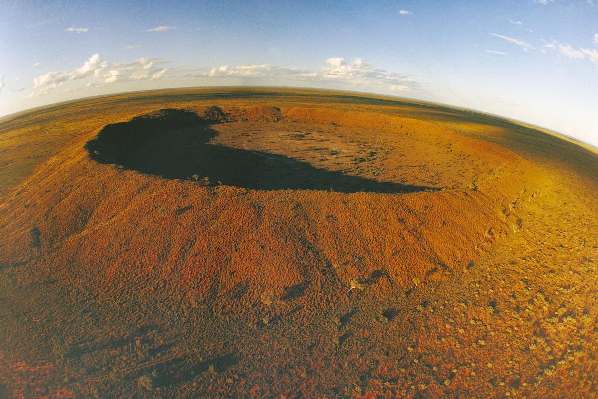 Wolfe Creek crater from the air. a view from the air of the wolf creek crater