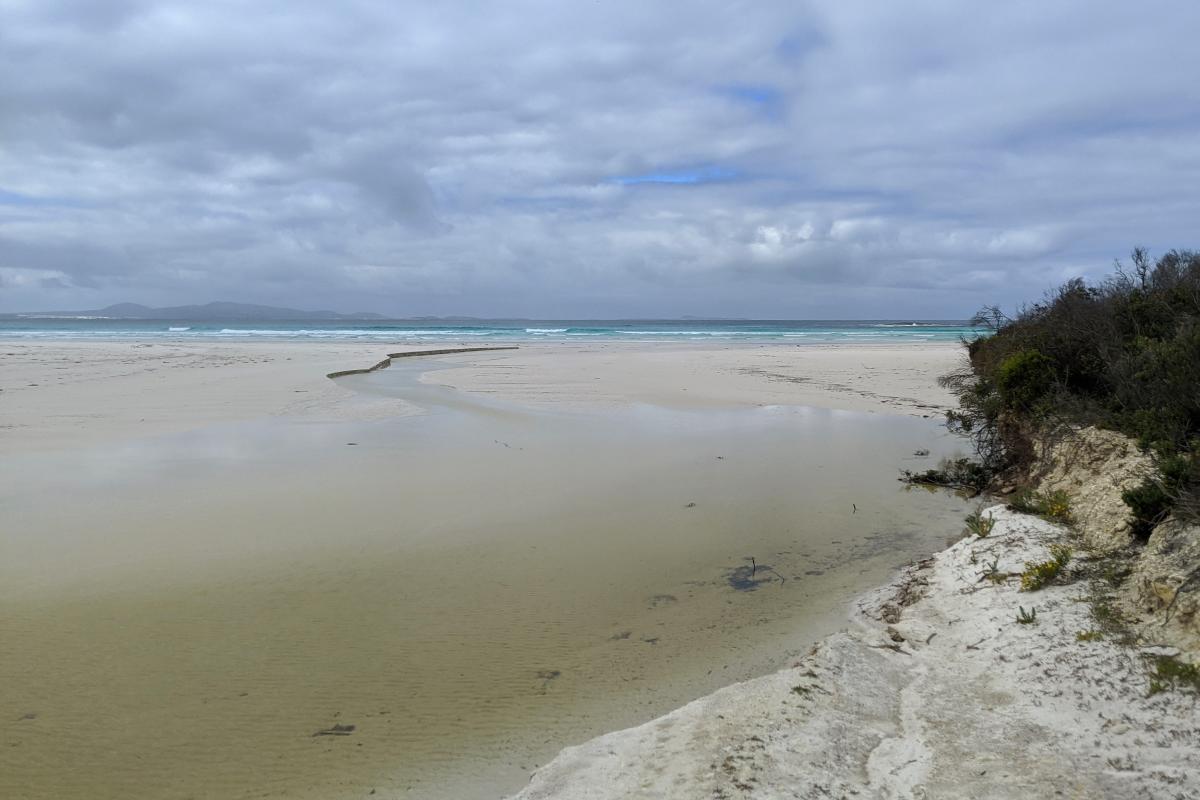 Where the Thomas River meets the ocean at Yokinup Bay in Cape Arid National Park
