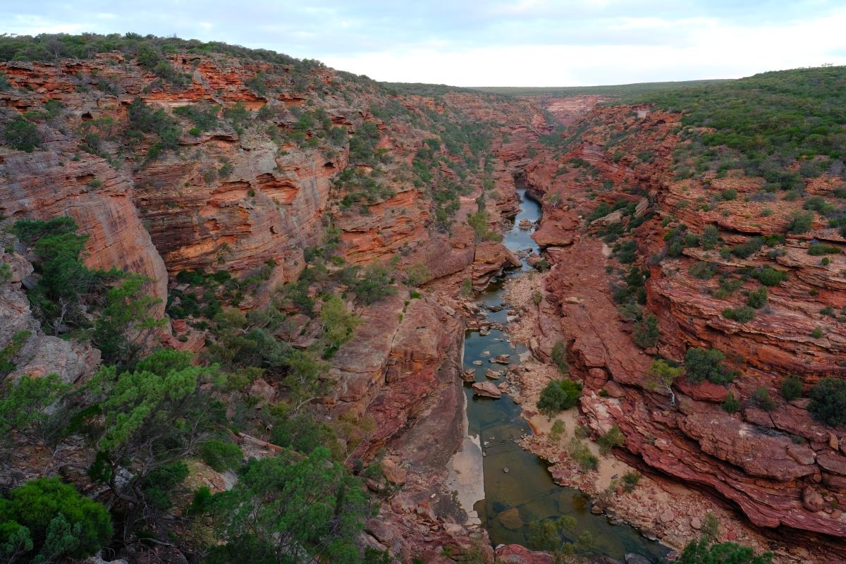 deep red banded sandstone gorge in Kalbarri National Park