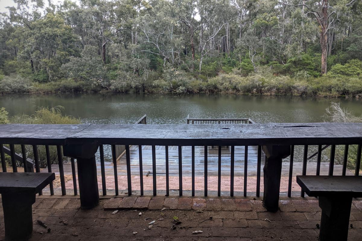 View of the water from the picnic shelter at Barrabup Pool
