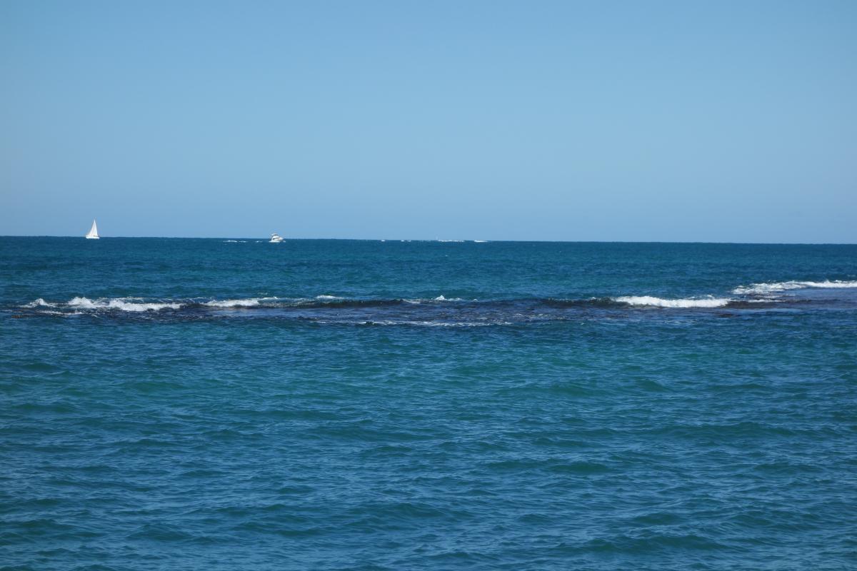 Boyinaboat Reef can be seen from the Hillarys Boat Harbour seawall about 100 metres away.
