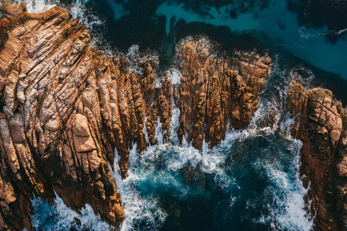 Canal Rocks Aerial view of the unusual shapes of the granite rocks at Canal Rocks