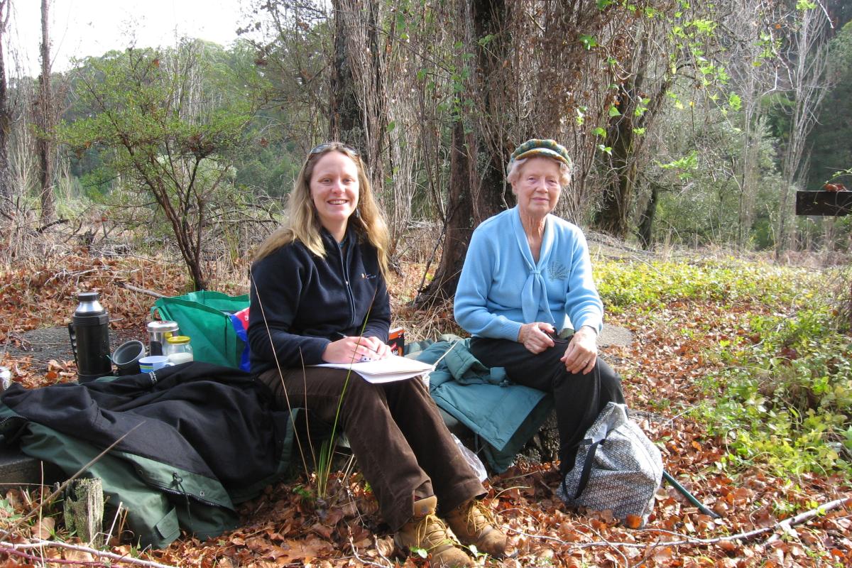 Collecting stories for Foresters Wood two people sharing stories of foresters wood