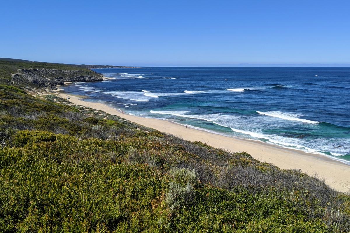 Gallows Beach on a bright sunny day