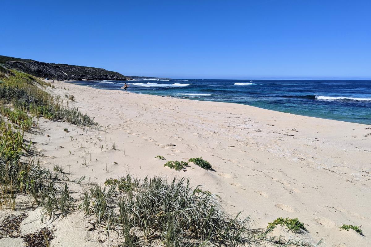 Gallows Beach on a bright sunny day