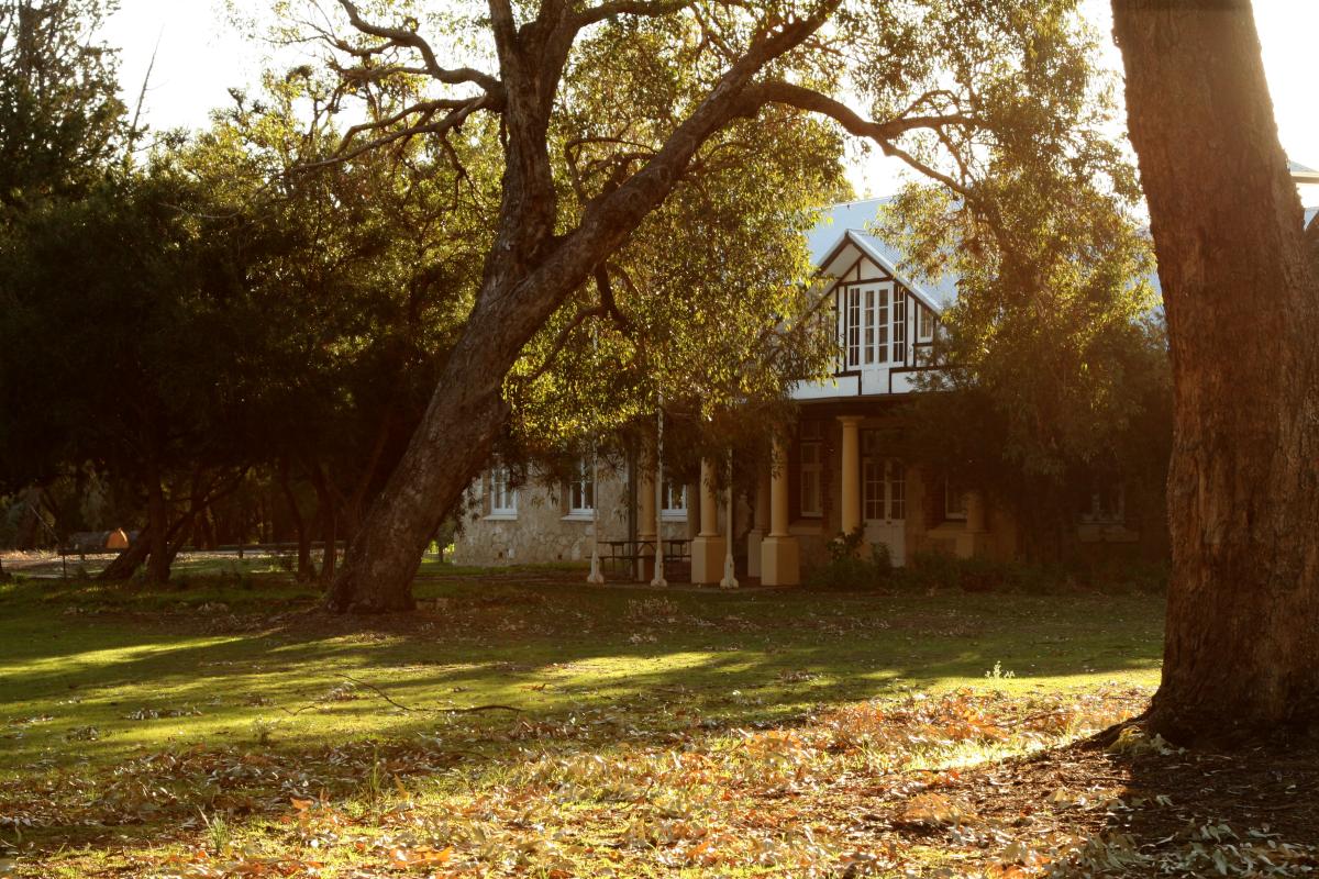 Gloucester lodge surrounded by trees and lawn