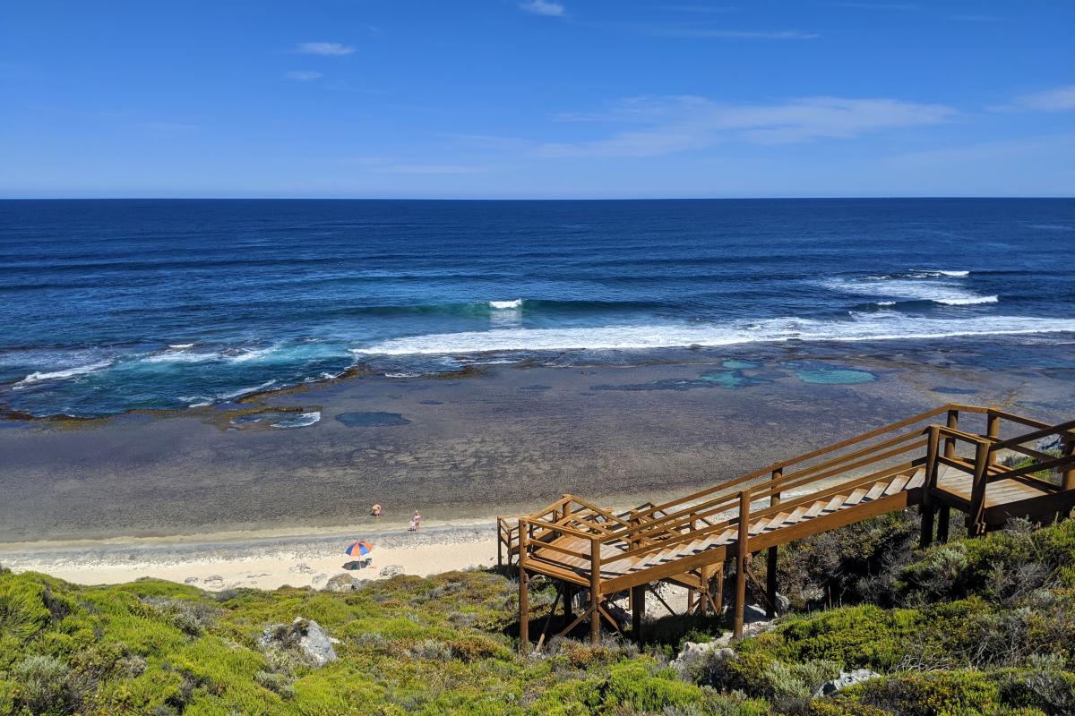 The staircase at Guillotines Beach