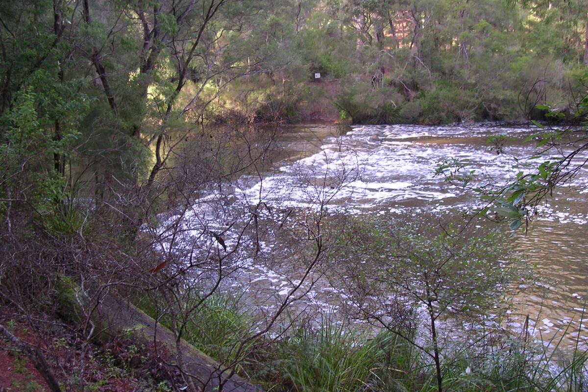 Access across the river with white water