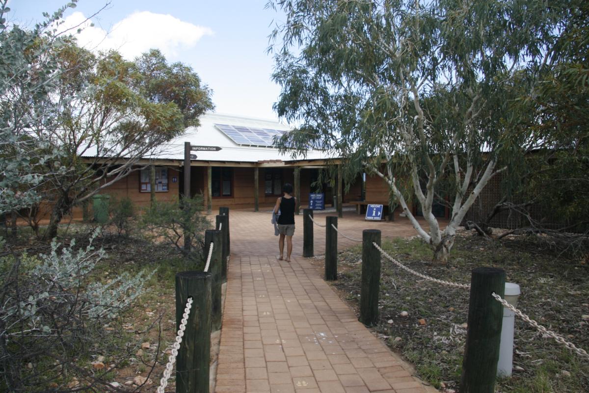 person walking towards Milyering Discovery Centre