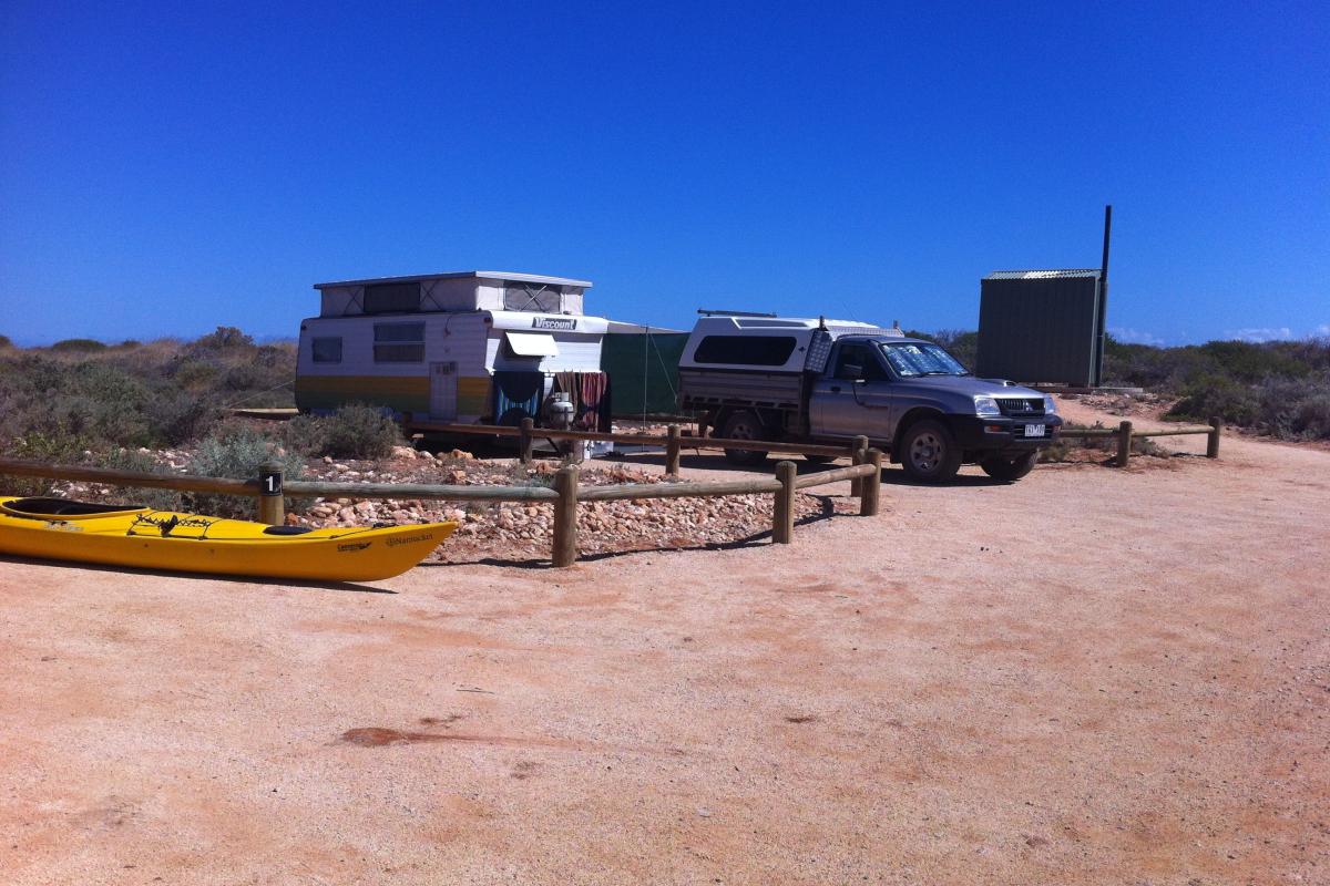 Caravan on a campsite at North Mandu campground