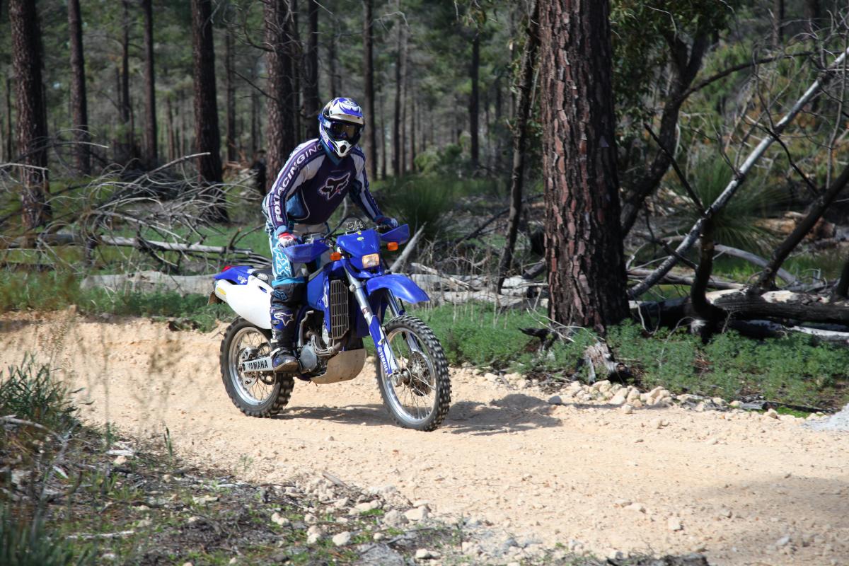 motorcycle rider on the trail