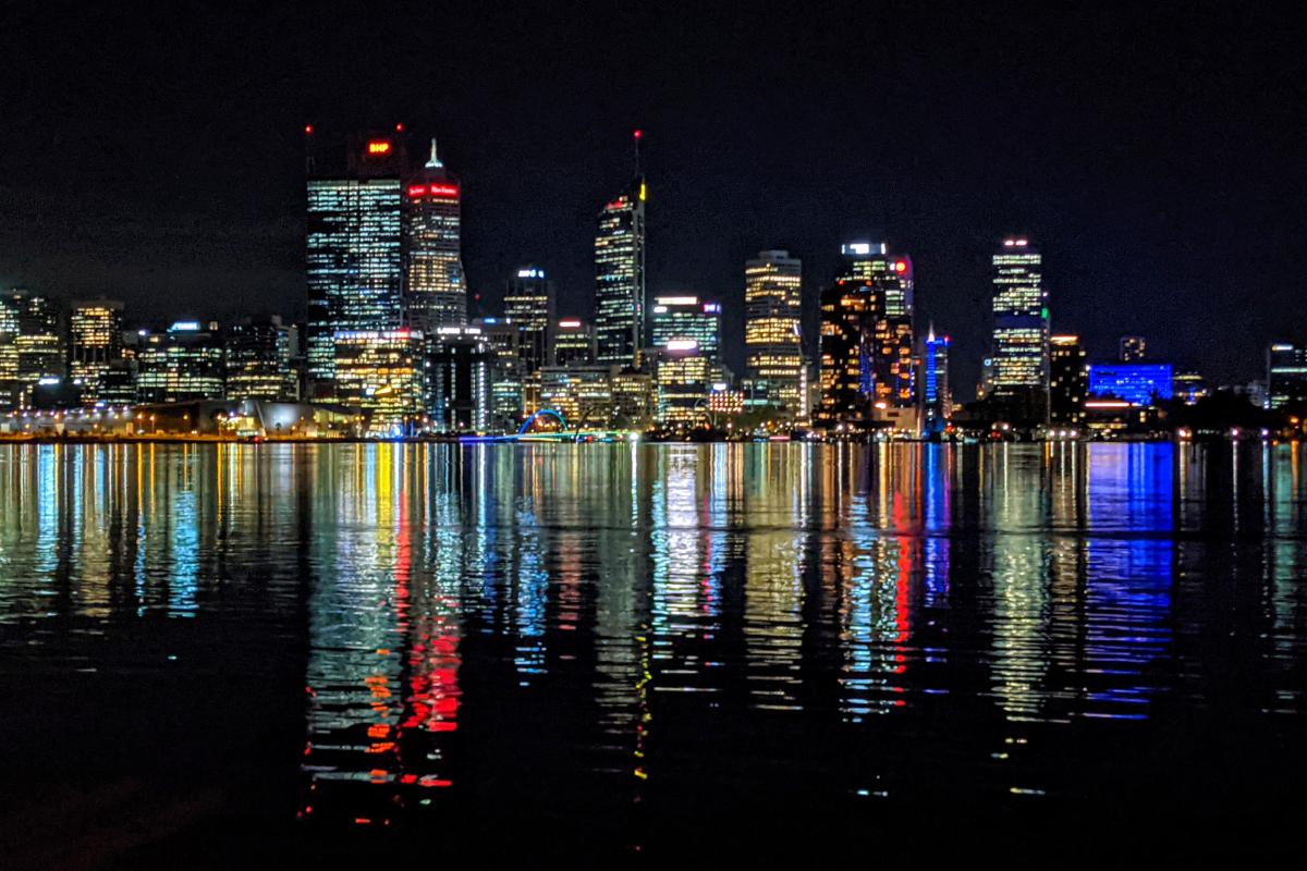 View of Perth CBD from South Perth at night