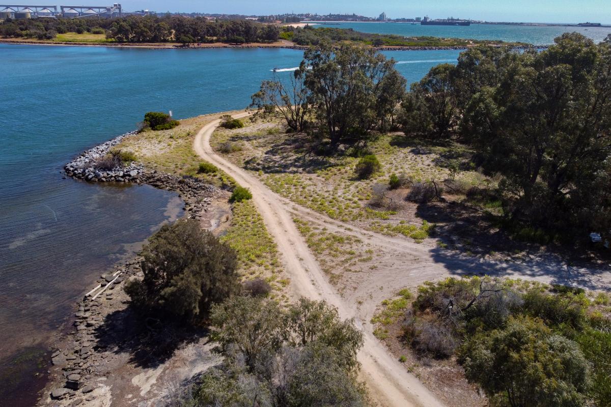 The Cut, Leschenault Peninsula Conservation Park aerial view of the cut and the inlet