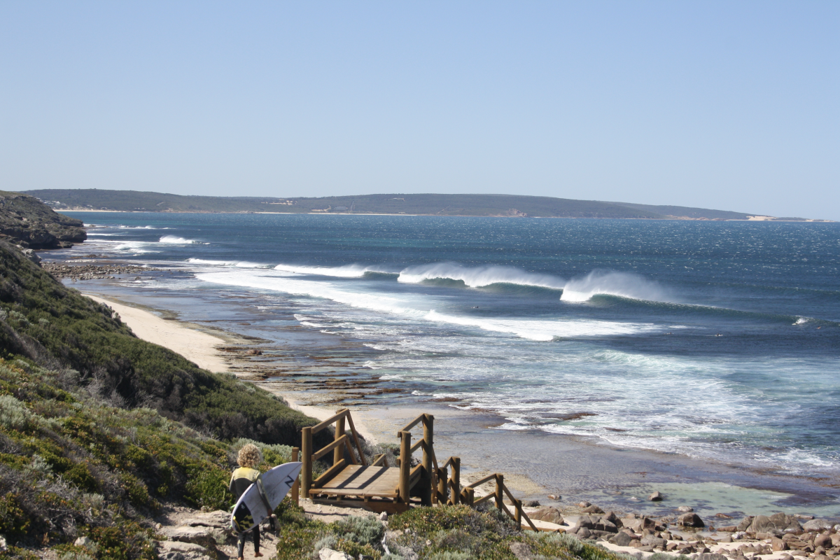 Three Bears Kabbijgup, Leeuwin Naturaliste National Park A great spot to view the surfing with timber stairway down to the beach.