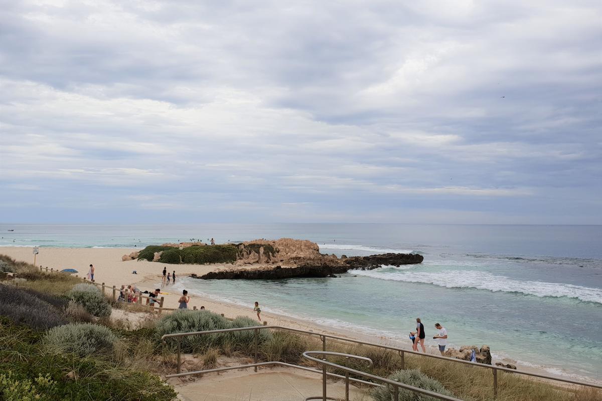 Swimmers enjoy a sheltered lagoon at the southern end of the park.