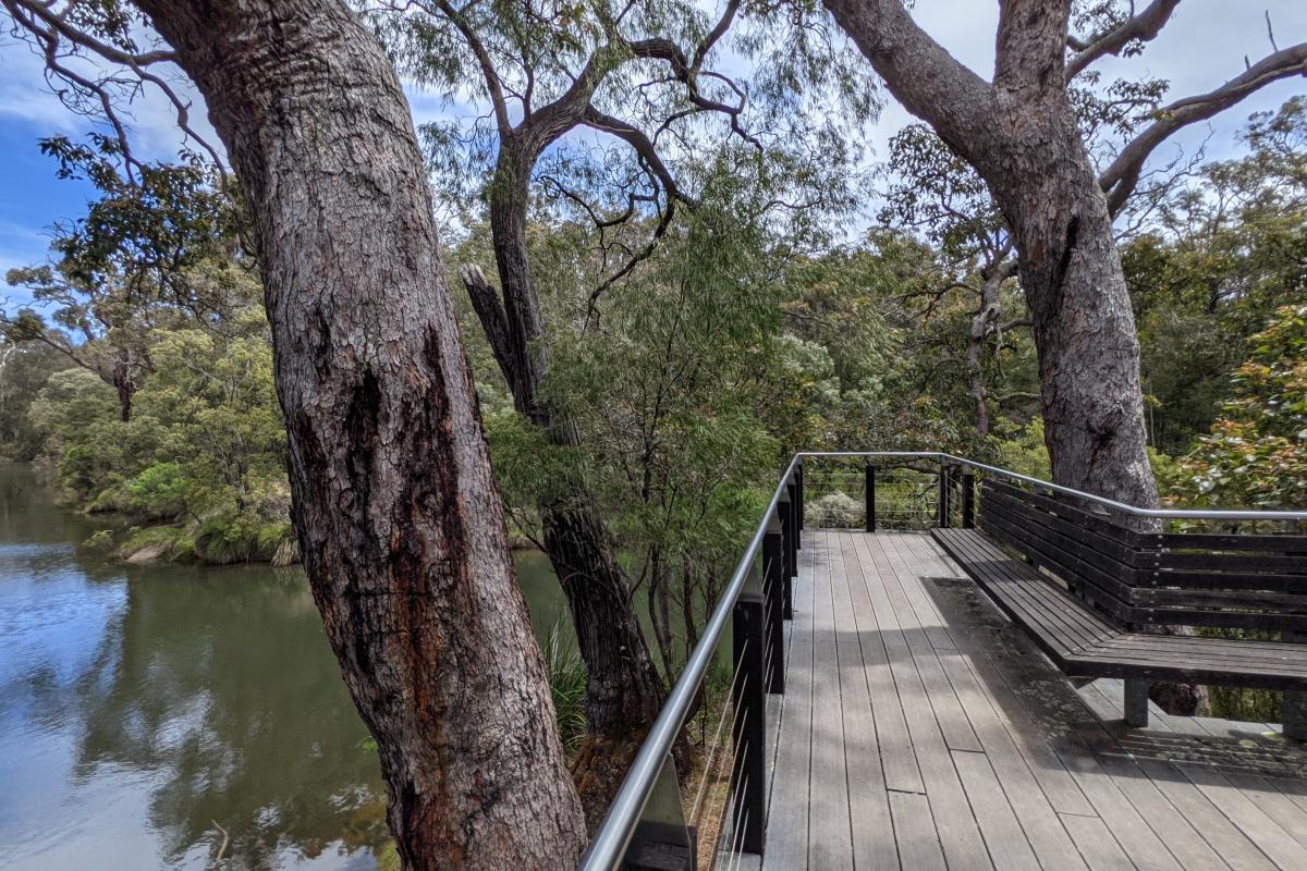 Lookout with views of the Blackwood River at Warner Glen Lookout with views of the Blackwood River at Warner Glen