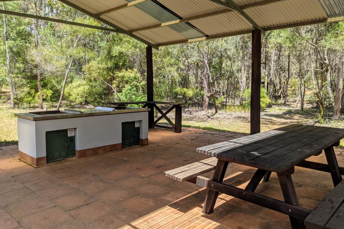 Picnic shelter with BBQs at Warner Glen Campground Picnic shelter with BBQs at Warner Glen Campground
