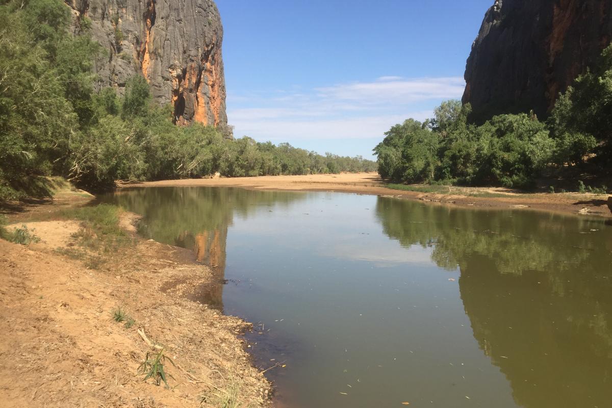 still waters of the river in the gorge