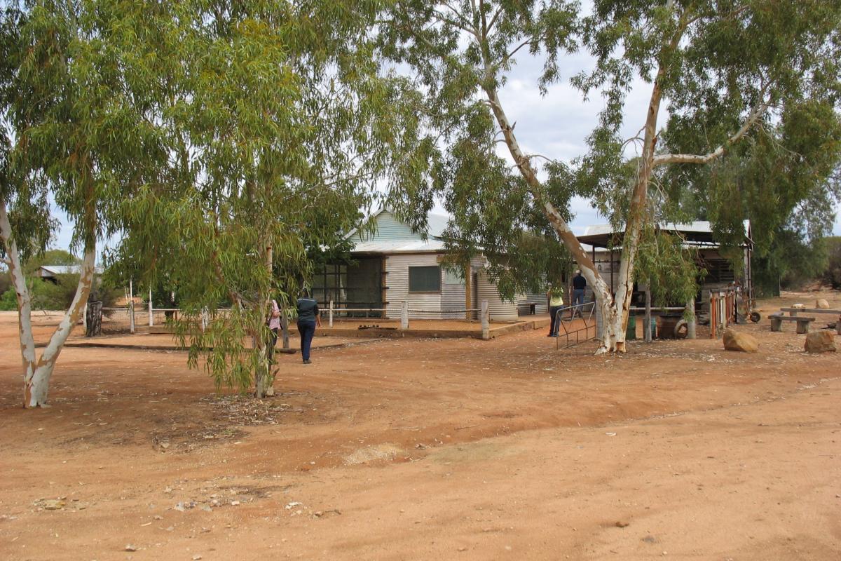 People exploring Goongarrie Homestead