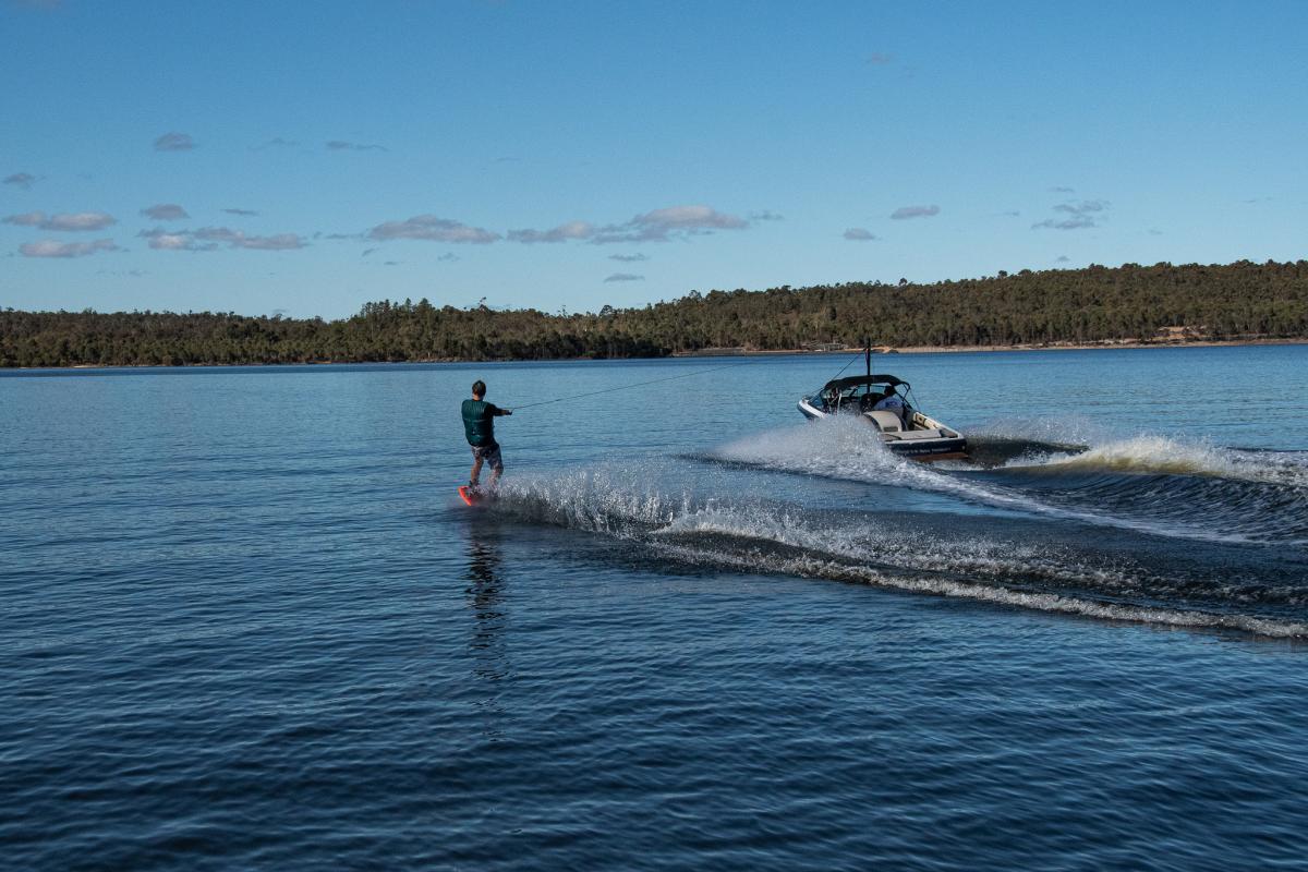 Water skiing on Lake Kepwari Water skiing on Lake Kepwari