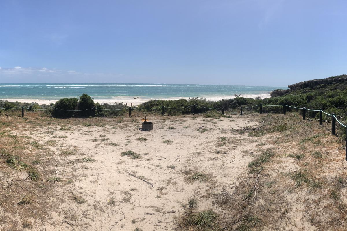 Campsite by the beach at Wanagarren Campground