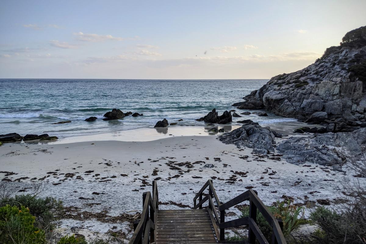 Steps down to Barren's Beach Steps down to Barren's Beach