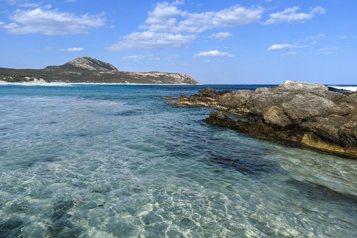 crystal clear waters of the ocean at Mylies Beach